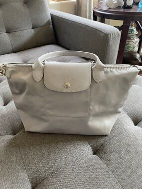 Longchamp Le Pliage Small Top-Handle Tote in Light Beige